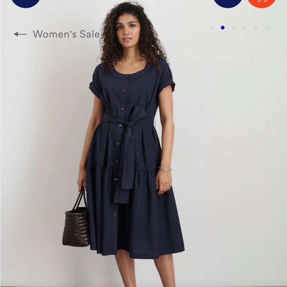 Alex Mill Blue Pleated Tie Front Midi Dress MEDIUM